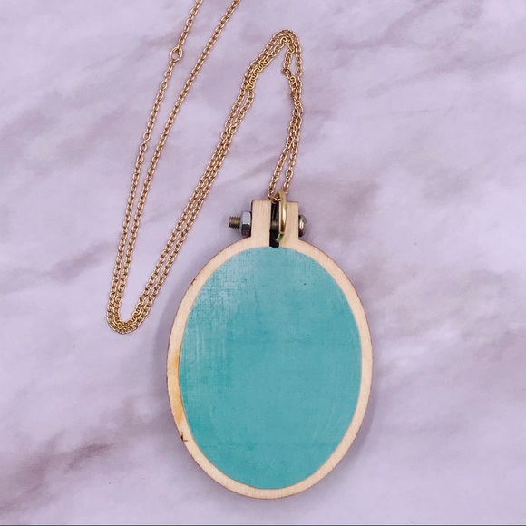 🏷SOLD🏷 Hand Sewn  Embroidery Pendant Necklace - Picture 5 of 6